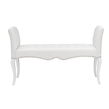 Baxton Studio Kristy Modern and Contemporary White Leather Classic Seating Bench 117-6345